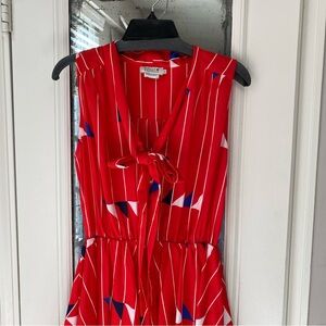 Molly Bracken Red and Blue Striped Flag Retro Dress